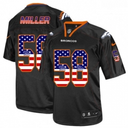 Men Nike Denver Broncos 58 Von Miller Elite Black USA Flag Fashion NFL Jersey