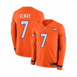 Men Nike Denver Broncos 7 John Elway Limited Orange Therma Long Sleeve NFL Jersey