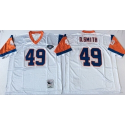 Mitchell And Ness Broncos # 2349 Dennis Smith white Throwback Stitched NFL Jersey