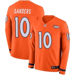 Nike Broncos #10 Emmanuel Sanders Orange Team Color Men Stitched NFL Limited Therma Long Sleeve Jersey