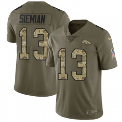 Nike Broncos #13 Trevor Siemian Olive Camo Mens Stitched NFL Limited 2017 Salute To Service Jersey