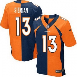 Nike Broncos #13 Trevor Siemian Orange Navy Blue Mens Stitched NFL Elite Split Jersey