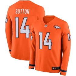 Nike Broncos #14 Courtland Sutton Orange Team Color Men Stitched NFL Limited Therma Long Sleeve Jersey