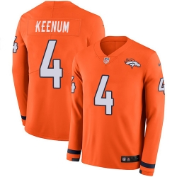 Nike Broncos #4 Case Keenum Orange Team Color Men Stitched NFL Limited Therma Long Sleeve Jersey