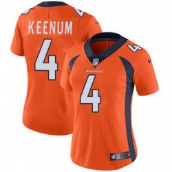 Nike Broncos #4 Case Keenum Orange Team Color Womens Stitched NFL Vapor Untouchable Limited Jersey