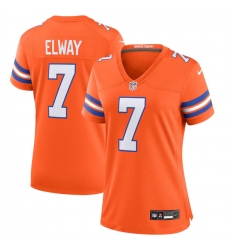 Women Denver Broncos 7 John Elway Orange Mile High Collection 1977 Throwback Stitched Jersey