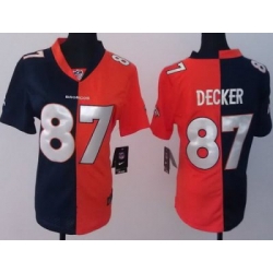 Women Nike Denver Broncos 87# Eric Decker Orange Blue Split NFL Jerseys