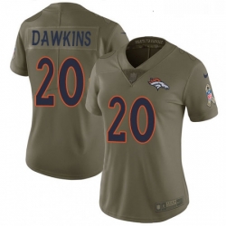 Womens Nike Denver Broncos 20 Brian Dawkins Limited Olive 2017 Salute to Service NFL Jersey