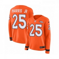 Womens Nike Denver Broncos 25 Chris Harris Jr Limited Orange Therma Long Sleeve NFL Jersey