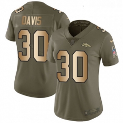 Womens Nike Denver Broncos 30 Terrell Davis Limited OliveGold 2017 Salute to Service NFL Jersey