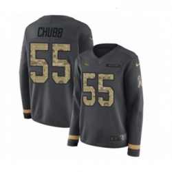 Womens Nike Denver Broncos 55 Bradley Chubb Limited Black Salute to Service Therma Long Sleeve NFL Jersey