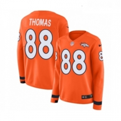 Womens Nike Denver Broncos 88 Demaryius Thomas Limited Orange Therma Long Sleeve NFL Jersey