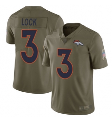 Broncos 3 Drew Lock Olive Youth Stitched Football Limited 2017 Salute to Service Jersey