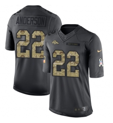 Nike Broncos #22 C J Anderson Black Youth Stitched NFL Limited 2016 Salute to Service Jersey