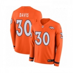 Youth Nike Denver Broncos 30 Terrell Davis Limited Orange Therma Long Sleeve NFL Jersey