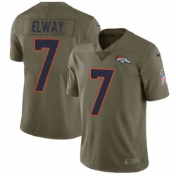 Youth Nike Denver Broncos 7 John Elway Limited Olive 2017 Salute to Service NFL Jersey