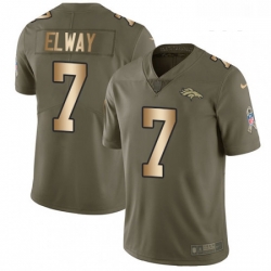 Youth Nike Denver Broncos 7 John Elway Limited OliveGold 2017 Salute to Service NFL Jersey