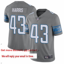 Lions 43 Will Harris Gray Men Stitched Football Limited Rush Jersey