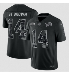 Men Detroit Lions 14 Amon Ra St Brown Black F U S E 2026 Salute to Service Limited Stitched Football Jersey Men Detroit Lions 14 Amon Ra St Brown Black F U S E 2026 Salute to Service Limited Stitched Football Jersey