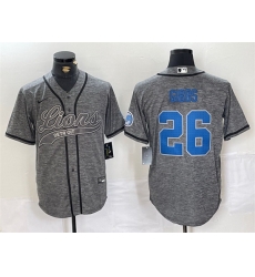 Men Detroit Lions 26 Jahmyr Gibbs Grey Cool Base Stitched Baseball JerseyS