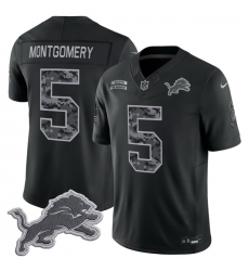 Men Detroit Lions  5 David Montgomery Black F U S E  2026 Salute to Service Limited Stitched Football Jersey