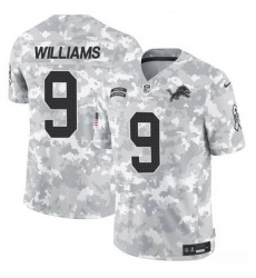 Men Detroit Lions 9 Jameson Williams 2024 F U S E Arctic Camo Salute To Service Limited Stitched Football Jersey