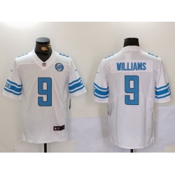 Men Detroit Lions 9 Jameson Williams White With Patch Vapor Untouchable Limited Stitched Jersey