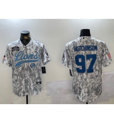 Men Detroit Lions 97 Aidan Hutchinson 2024 Arctic Camo Salute To Service Stitched Baseball Jersey 1