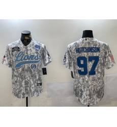 Men Detroit Lions 97 Aidan Hutchinson 2024 Arctic Camo Salute To Service Stitched Baseball Jersey 6