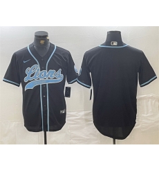 Men Detroit Lions Blank Black Cool Base Stitched Baseball Jersey