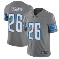 Nike Detroit Lions 26 Duron Harmon Gray Men Stitched NFL Limited Rush Jersey