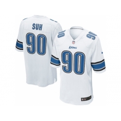 Nike Detroit Lions 90 Ndamukong Suh White Game NFL Jersey