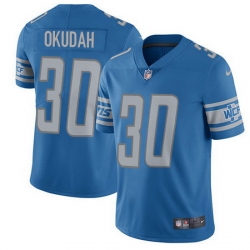 Nike Lions 30 Jeff Okudah Blue Team Color Men Stitched NFL Vapor Untouchable Limited Jersey