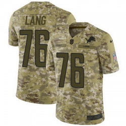 Nike Lions #76 T J Lang Camo Mens Stitched NFL Limited 2018 Salute To Service Jersey