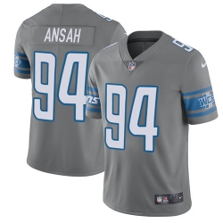 Nike Lions #94 Ziggy Ansah Gray Mens Stitched NFL Limited Rush Jersey