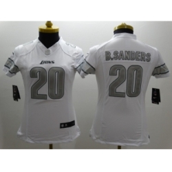 Nike Women Detroit Lions #20 sanders Platinum White Jerseys