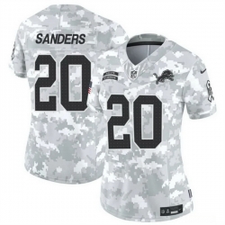 Women Detroit Lions 20 Barry Sanders 2024 F U S E Arctic Camo Salute To Service Limited Stitched Jersey