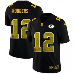 Green Bay Green Bay Green Bay Green Bay Packers 12 Aaron Rodgers Men Black Nike Golden Sequin Vapor Limited NFL Jersey