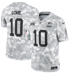 Men Green Bay Packers 10 Jordan Love 2024 Arctic Camo Salute To Service Limited Stitched Football Jersey