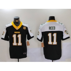 Men Green Bay Packers 11 Jayden Reed Black White 2024 F U S E  Home Patch 13 Time World Champions Vapor Untouchable Limited Stitched Jersey