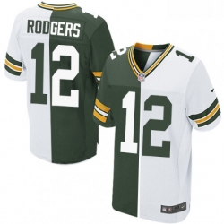 Men Nike Green Bay Packers 12 Aaron Rodgers Elite GreenWhite Split Fashion NFL Jersey