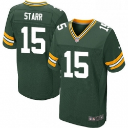 Men Nike Green Bay Packers 15 Bart Starr Elite Green Team Color NFL Jersey