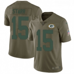 Men Nike Green Bay Packers 15 Bart Starr Limited Olive 2017 Salute to Service NFL Jersey