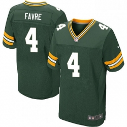 Men Nike Green Bay Packers 4 Brett Favre Elite Green Team Color NFL Jersey