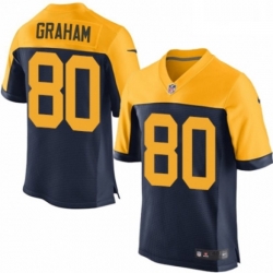 Men Nike Green Bay Packers 80 Jimmy Graham Elite Navy Blue Alternate NFL Jersey