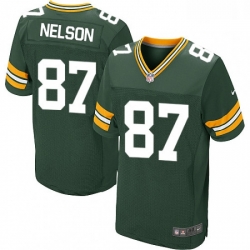 Men Nike Green Bay Packers 87 Jordy Nelson Elite Green Team Color NFL Jersey