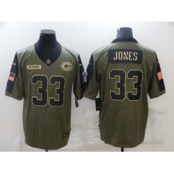 Men's Green Bay Packers #33 Aaron Jones Nike Olive 2021 Salute To Service Limited Jersey