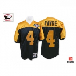 Mitchell and Ness Green Bay Packers 4 Brett Favre Authentic Navy BlueGold With 75th Patch Throwback NFL Jersey