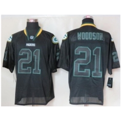 Nike Green Bay Packers 21 Charles Woodson Black Elite Lights Out NFL Jersey