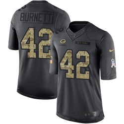 Nike Packers #42 Morgan Burnett Black Mens Stitched NFL Limited 2016 Salute To Service Jersey